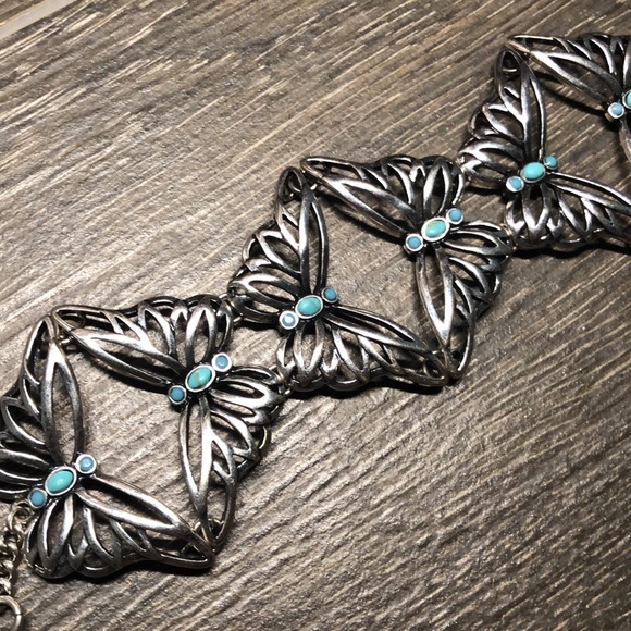 Fossil Silver-Tone Turquoise Butterfly Bracelet - Picture 3 of 11